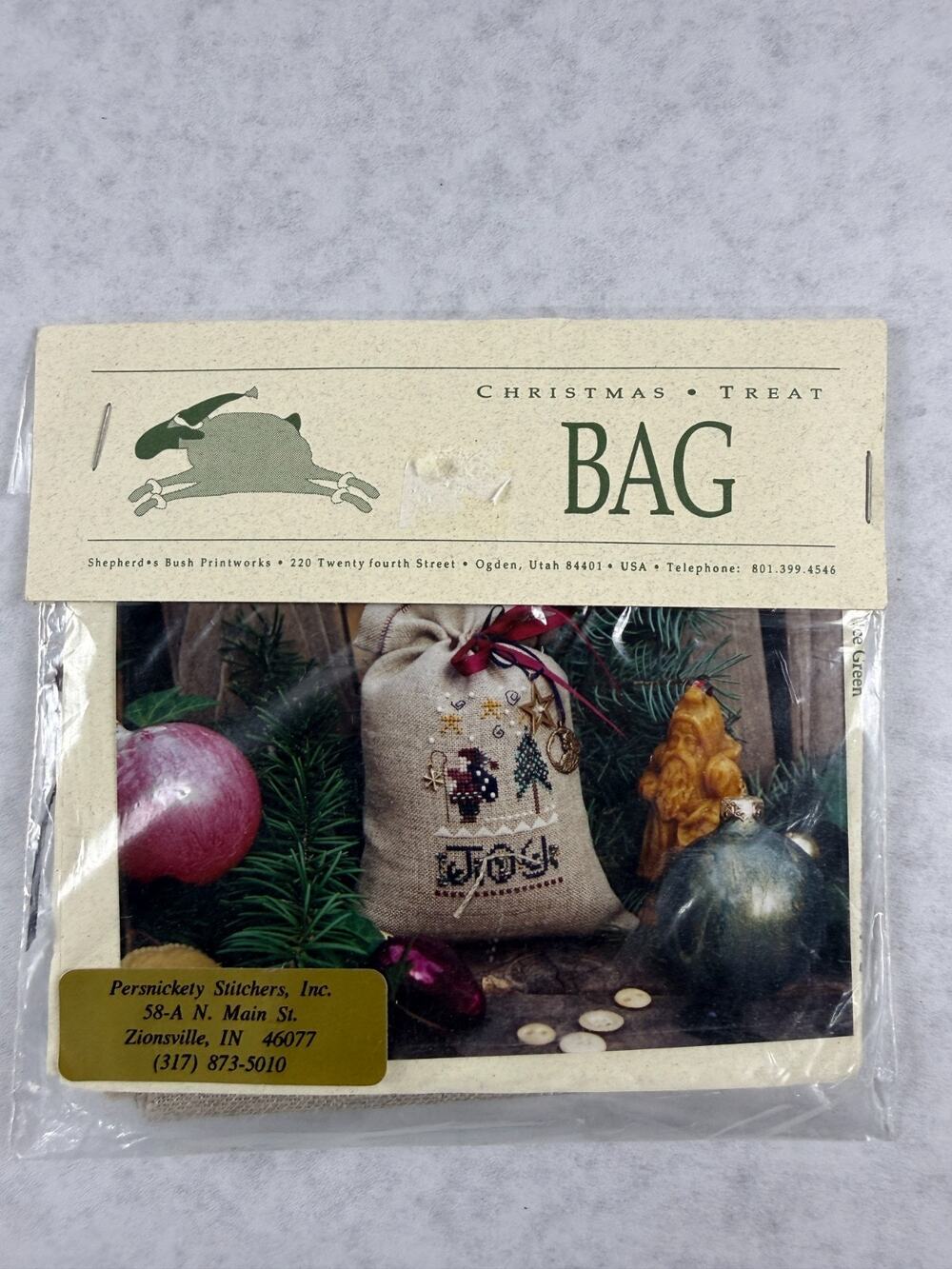 Shepherd's Bush Printworks "Christmas Treat Bag" Cross Stitch Kit Vintage